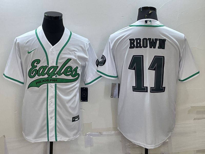 Men Philadelphia Eagles #11 Brown White 2022 Nike Co branded NFL Jersey->philadelphia eagles->NFL Jersey